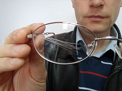 Scratched Eyeglass Lens