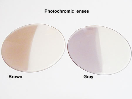 half colored photochromic lenses brown and gray