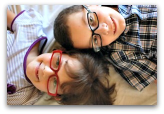 eyeglass frames on childrens face