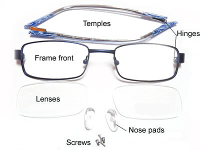 Eyeglass Parts Disassembled