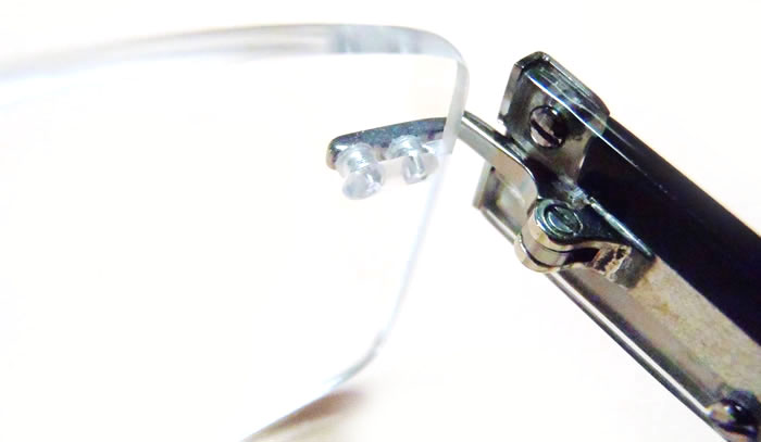 Frameless Eyeglasses with Plastic Caps on Temple