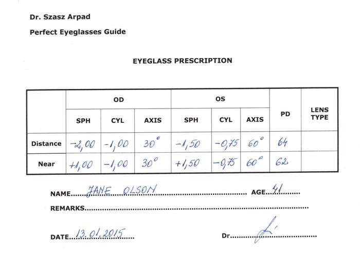 Eyeglass Prescription